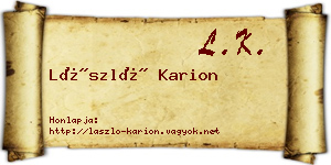 László Karion névjegykártya